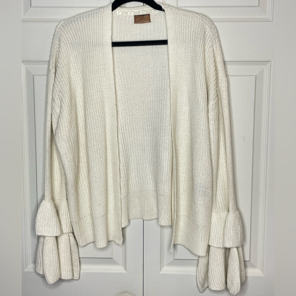 POL bell sleeves ivory sweater cardigan size small